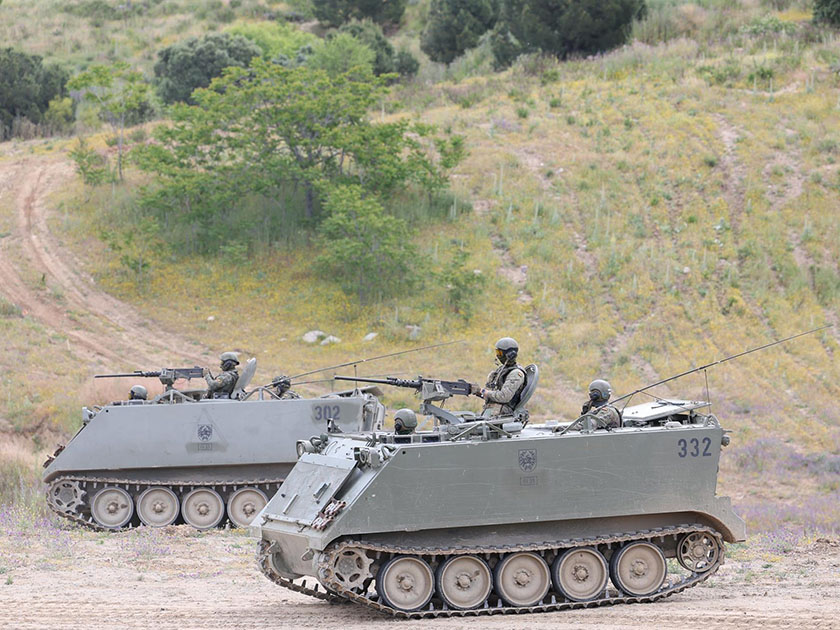 Tanques militares de la Brigada ‘Guadarrama’ XII, en la base militar ‘El Goloso’, ministerio de defensa