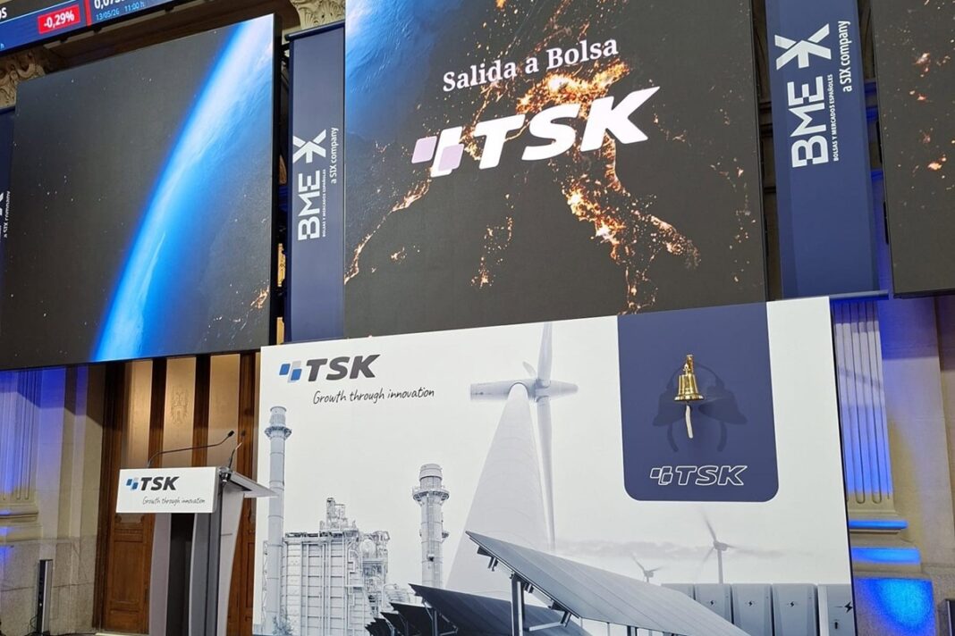 Economía/Bolsa.- TSK debuta en Bolsa con un alza del 4,4%, hasta los 5,28 euros por acción